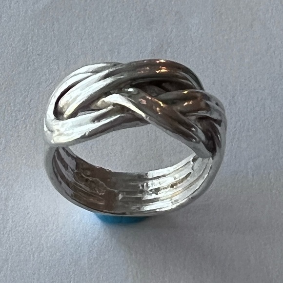 𝅺HANDMADE 925 flat knot ring size 5 3/4 vintage - Picture 1 of 5